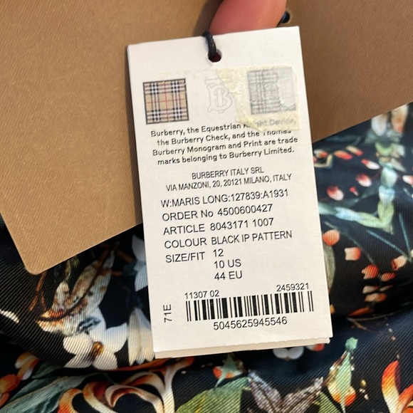 BURBERRY MARIS FLORAL SILK SLIP DRESS BLACK 
Size 10 us - Picture 5 of 5